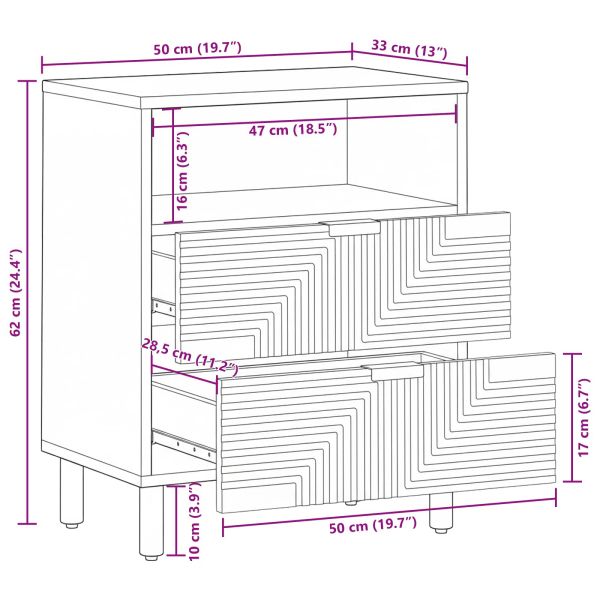 Нощен шкаф Кафяво 50 x 33 x 62 см Масивна акациева дървесина