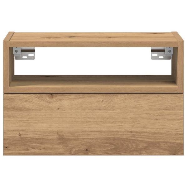 Нощни шкафчета за стенен монтаж, 2 бр, дъб артизан 45x26x28,5см