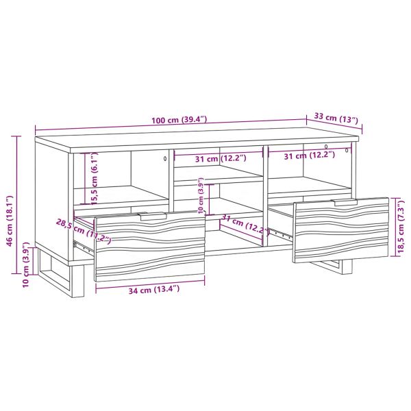 ТВ Единици с чекмедже Орех 100 x 33 x 46 см Инженерно дърво