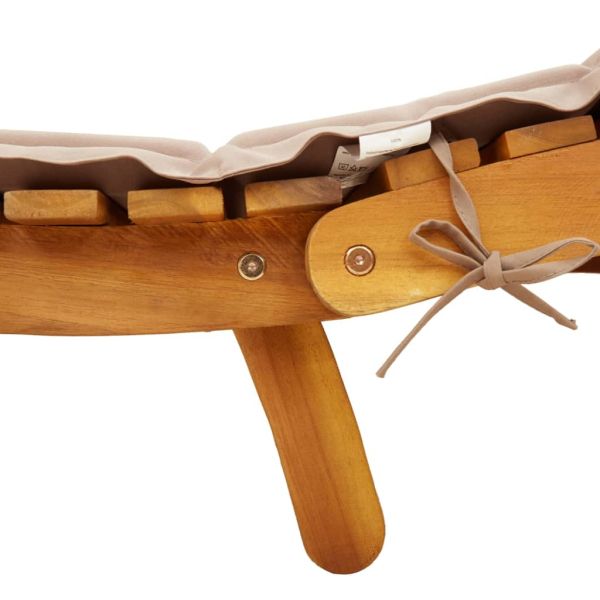 Шезлонг с възглавница, таупе, масивно дърво акация