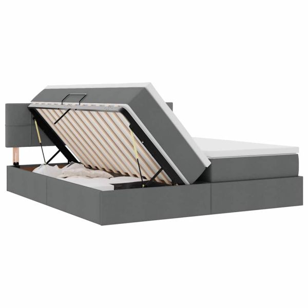 Легло с място за съхранение Тъмен сив 180 x 200 cm Изкуствена