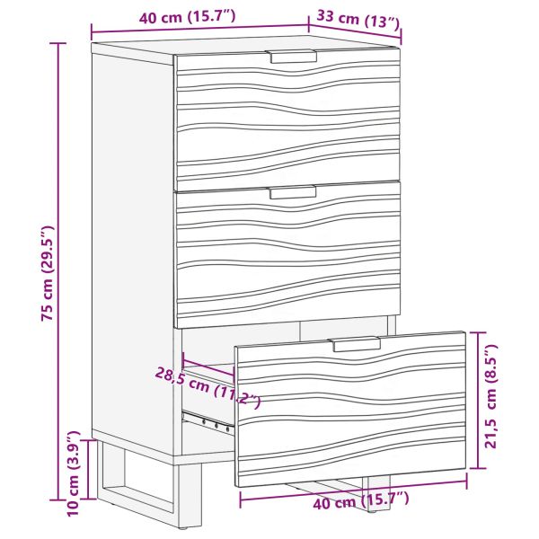 Страничен шкаф Кафяво 40 x 33 x 75 см мангово дърво масив