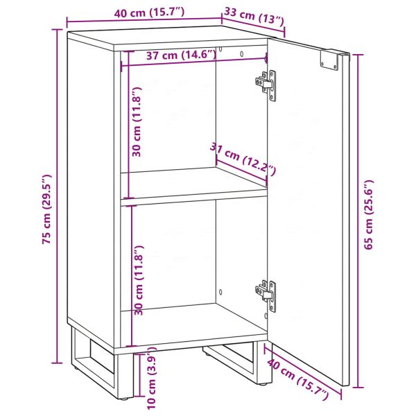 Страничен шкаф Кафяво 40 x 33 x 75 см мангово дърво масив