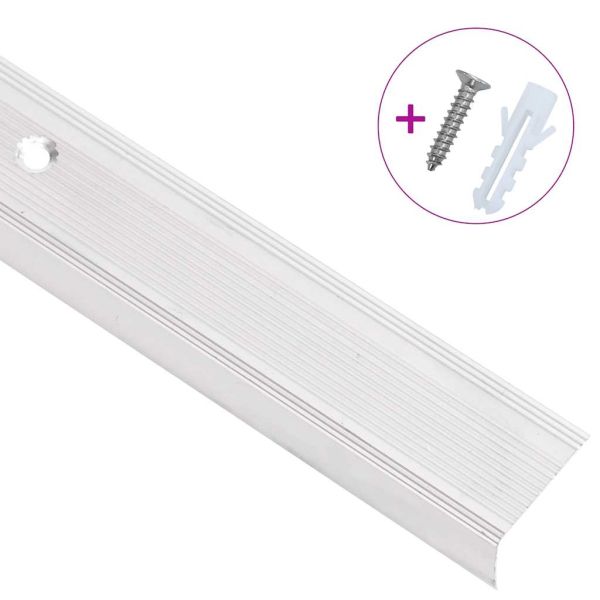 Ръбове за стъпала Г-образни 15 бр алуминий 90 см сребристи