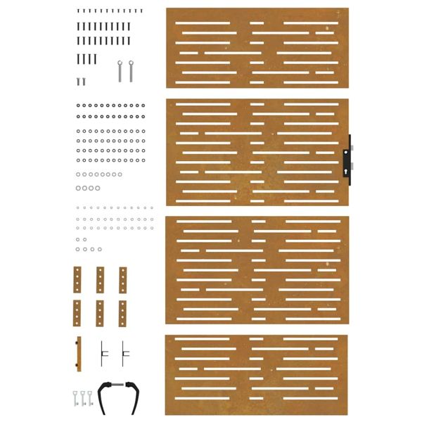 Градинска порта 85x200 см, кортенова стомана, квадратен дизайн
