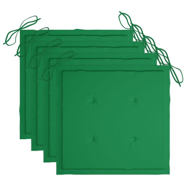 Градински столове с възглавници, 4 бр, акациево дърво масив