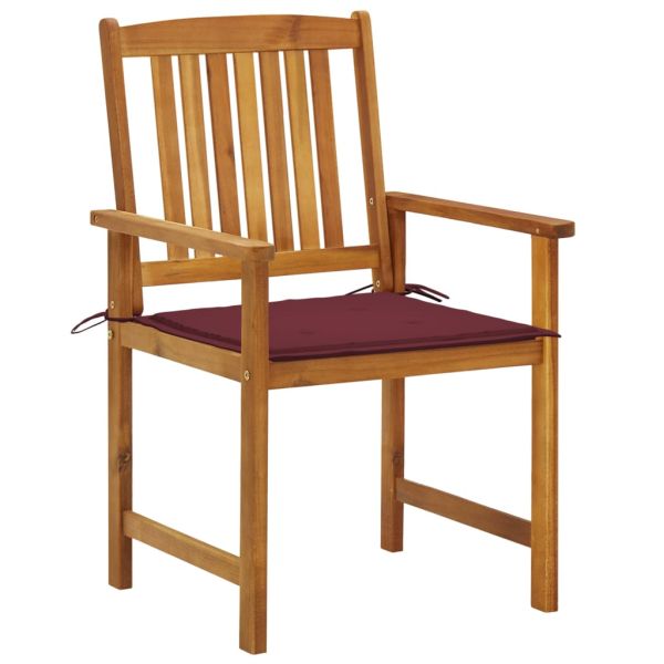 Градински столове с възглавници, 4 бр, акациево дърво масив