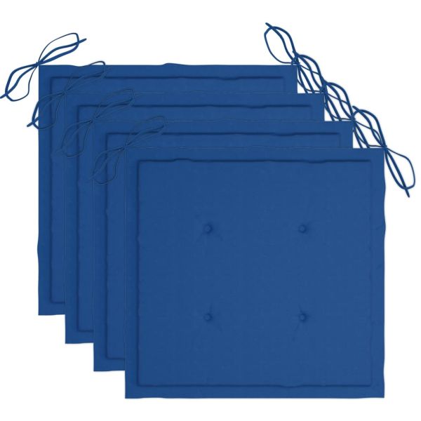 Градински столове с възглавници, 4 бр, акациево дърво масив