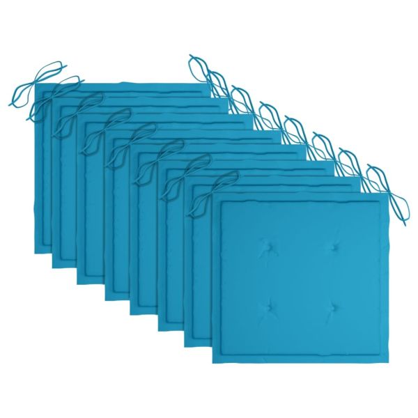 Градински столове с възглавници, 8 бр, акация масив