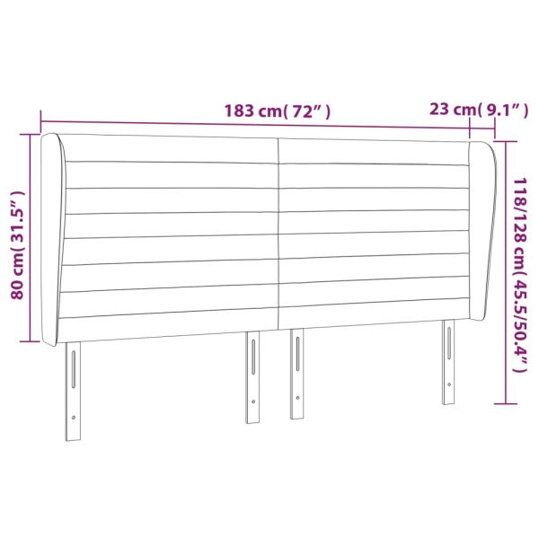 Горна табла за легло с уши, синя, 183x23x118/128 см, плат