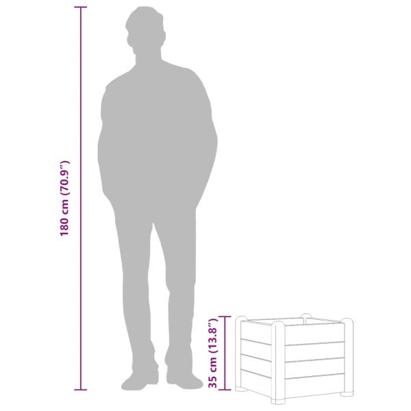 Градинска висока леха, PP, бяла, 43x43x35 см