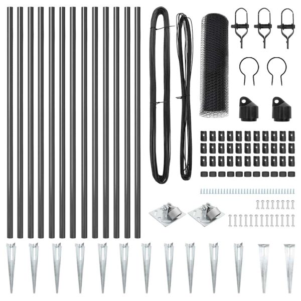 Стълб за ограда. Сив 25 x 1 м (25 мм мрежа) Стомана