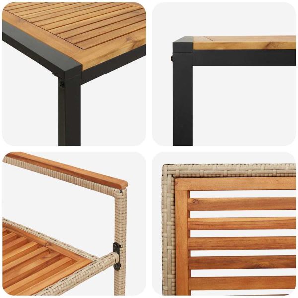 Комплект за хранене в градината 5 pcs Бежов и кафяв полиратан