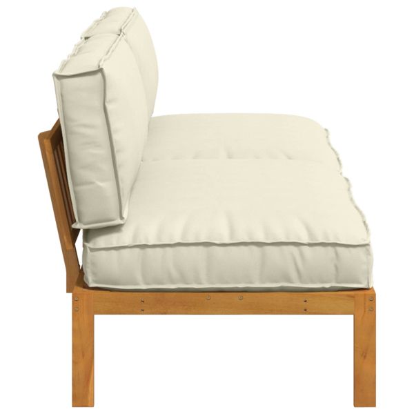 Комплект дивани с възглавница 2 pcs Крем Солидно акациево дърво