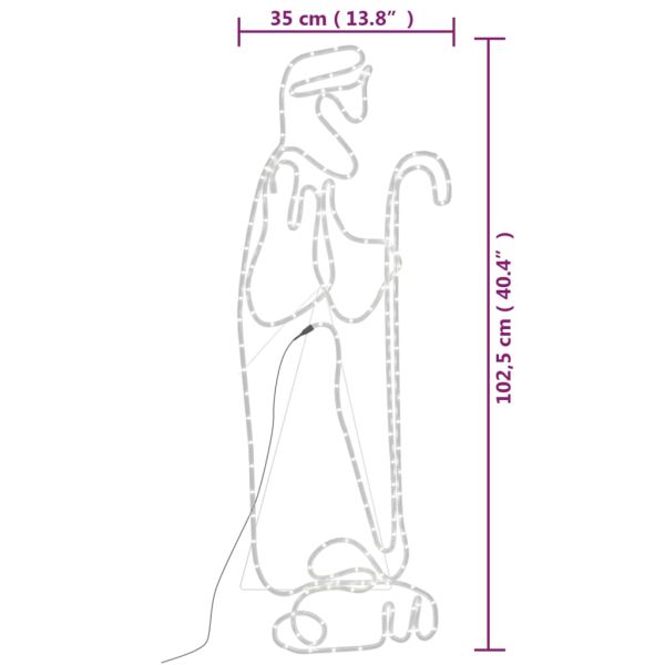 Коледна фигура Пастир и агне със 168 светодиода, 102,5x35 см