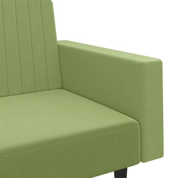 2-местно разтегателно канапе, светлозелено, кадифе