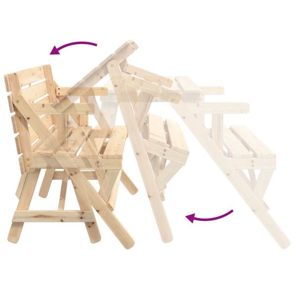 Пикник маса с пейки чамова дървесина масив 2 в 1 конвертируема