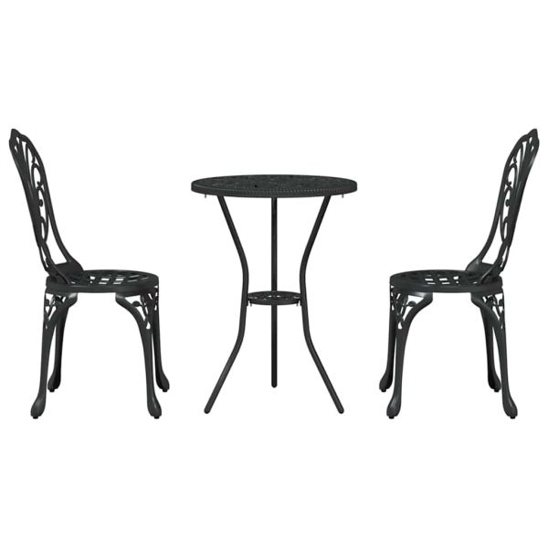 Градински бистро комплект 3 pcs Черно Алуминий