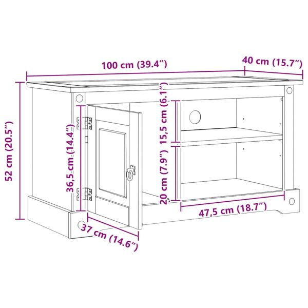ТВ шкаф Corona Бяло 100 x 40 x 52 см Солидно борово дърво