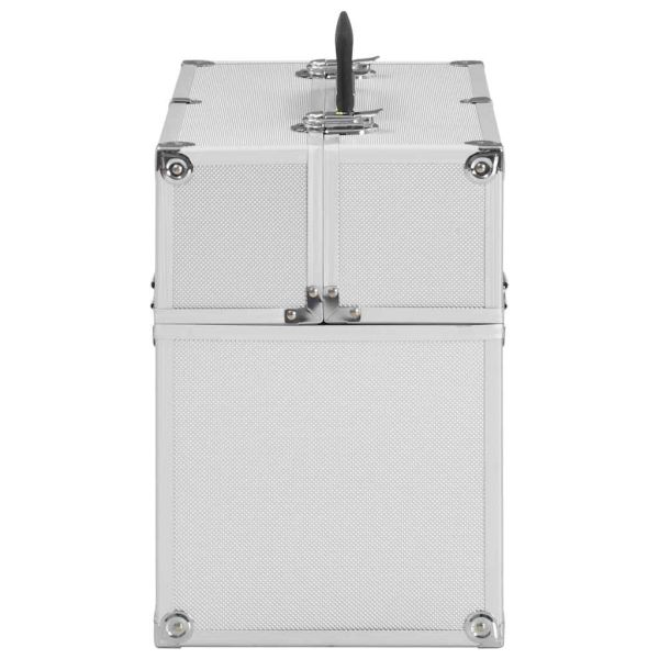 Куфар за гримове, 38x23x34 см, сребрист, алуминий