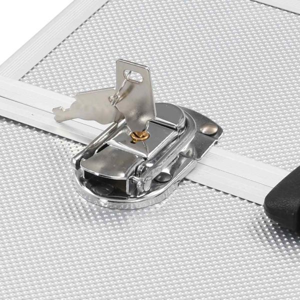 Куфар за гримове, 38x23x34 см, сребрист, алуминий