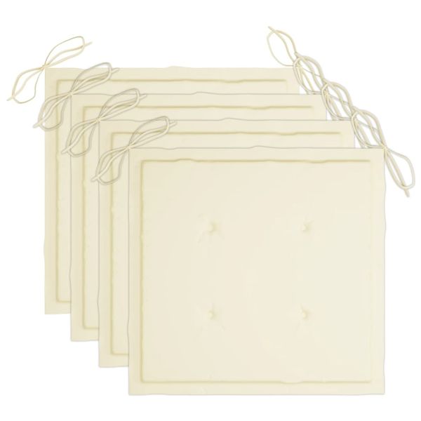 Градински столове с възглавници, 4 бр, акациево дърво масив