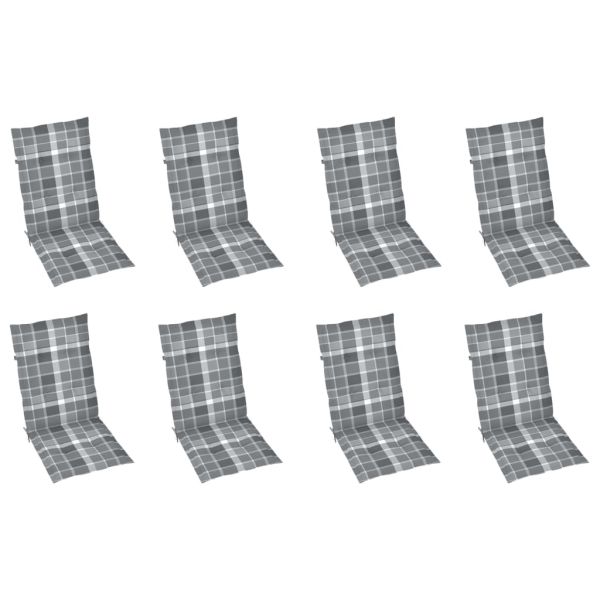 Сгъваеми градински столове с възглавници, 8 бр, акация масив