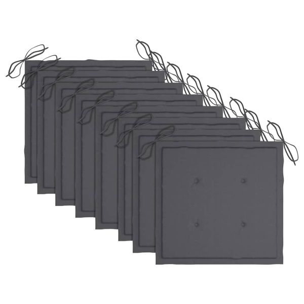 Градински столове с възглавници, 8 бр, акация масив