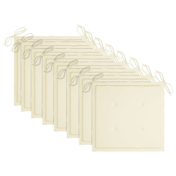 Градински столове с възглавници, 8 бр, акация масив