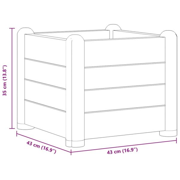 Градинска висока леха, PP, антрацит, 43x43x35 см