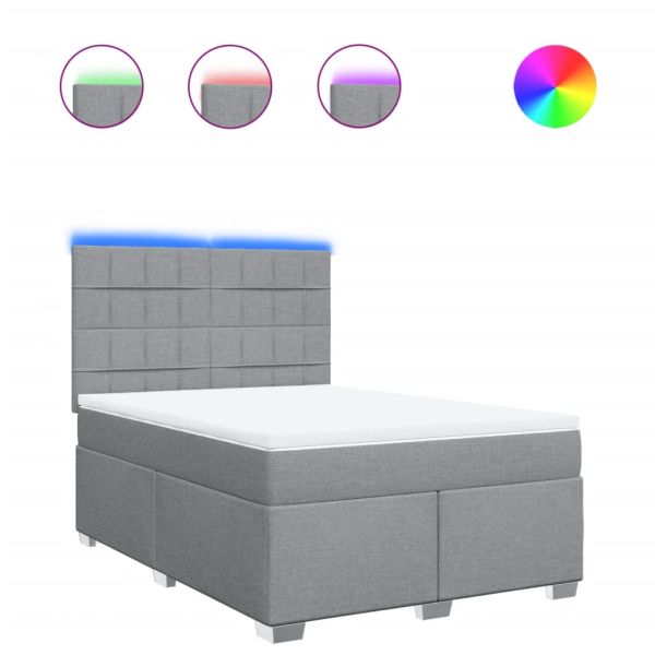 Боксспринг легло с матрак, светлосиво, 140x200 см, плат