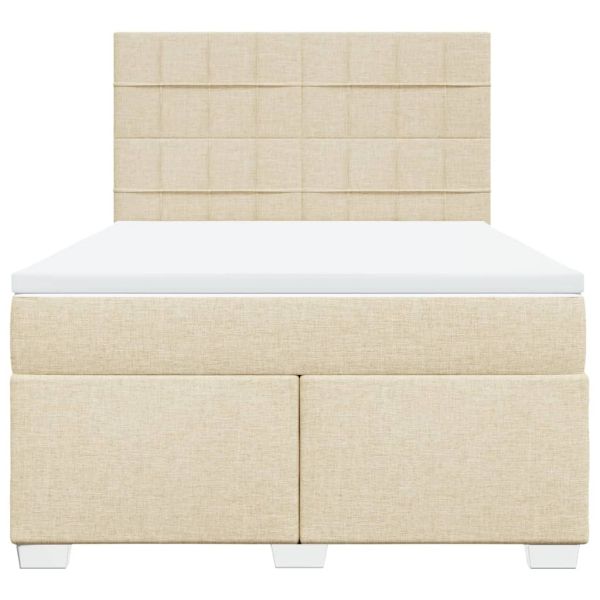 Боксспринг легло с матрак, кремава, 160x200 см, плат