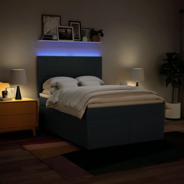 Боксспринг легло с матрак, синьо, 160x200 см, плат