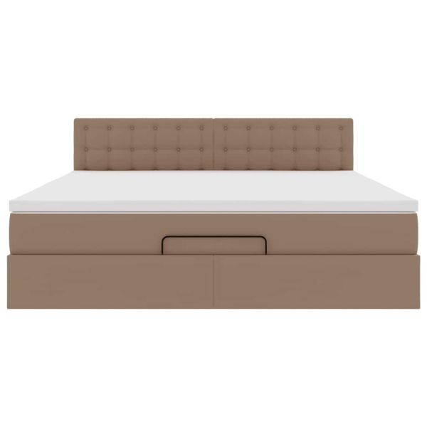 Османска легло с матрак, капучино, 180x200 см, изкуствена кожа