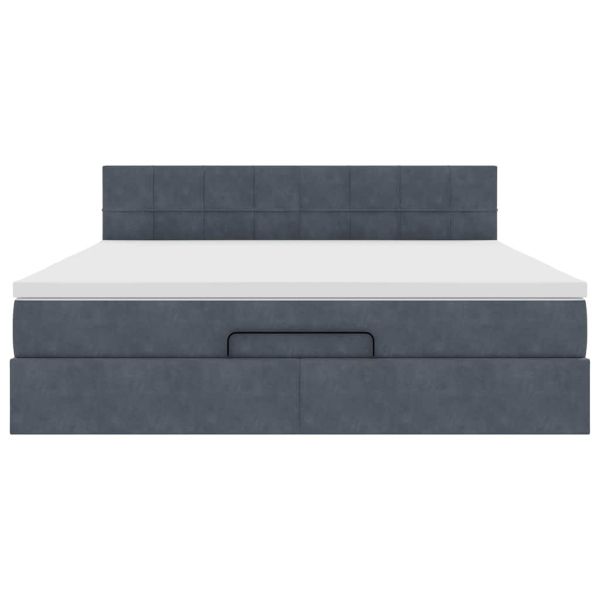 Османска легло с матрак, тъмносиво, 180x200 см, кадифе