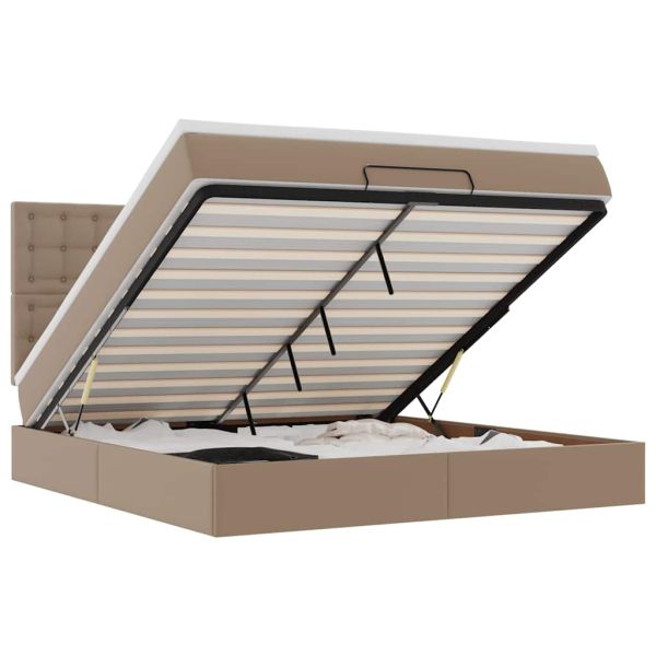 Османска легло с матрак, капучино, 180x200 см, изкуствена кожа