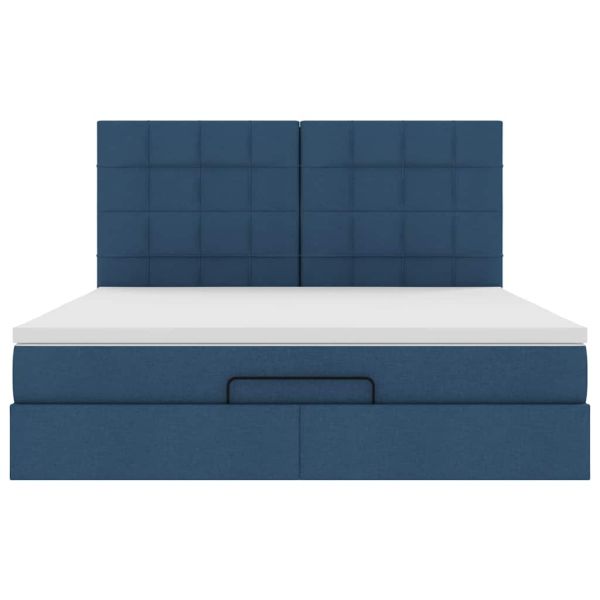 Османска легло с матрак, синьо, 160x200 см, плат