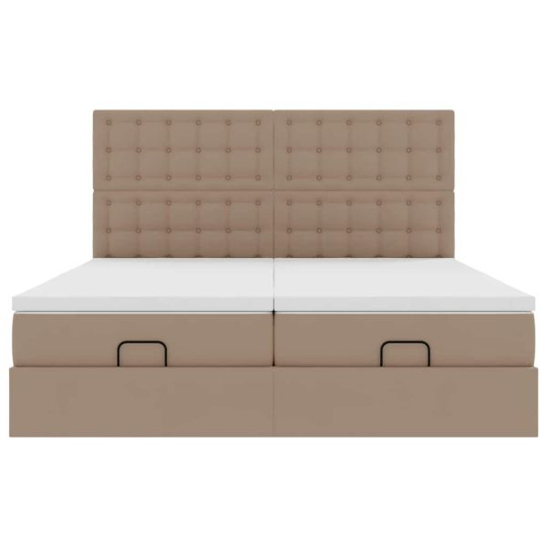 Османска легло с матраци&LED капучино 180x200см изкуствена кожа