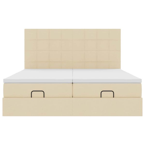 Османска легло с матраци и LED, кремаво, 160x200 см, плат