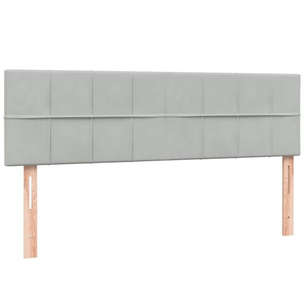 Боксспринг легло с матрак и LED, светлосиво, 160x220 см, кадифе