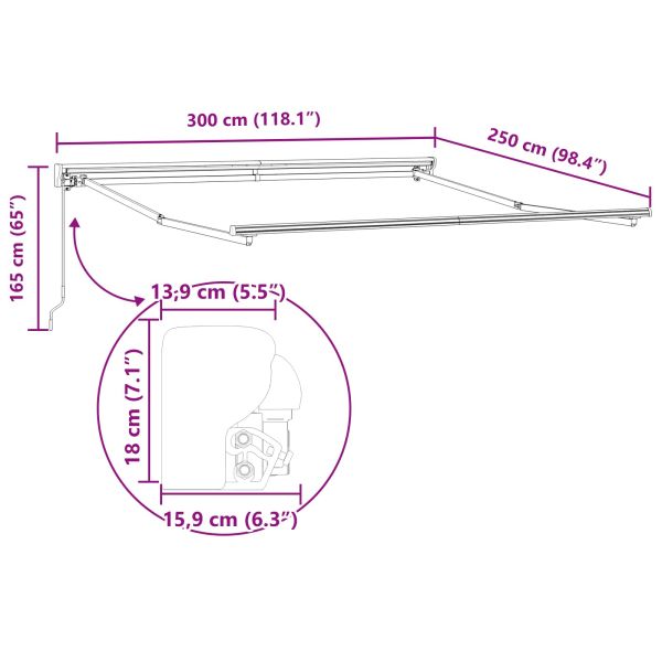Сгъваем навес Черно 300 x 250 cm Алуминий и Тъкан
