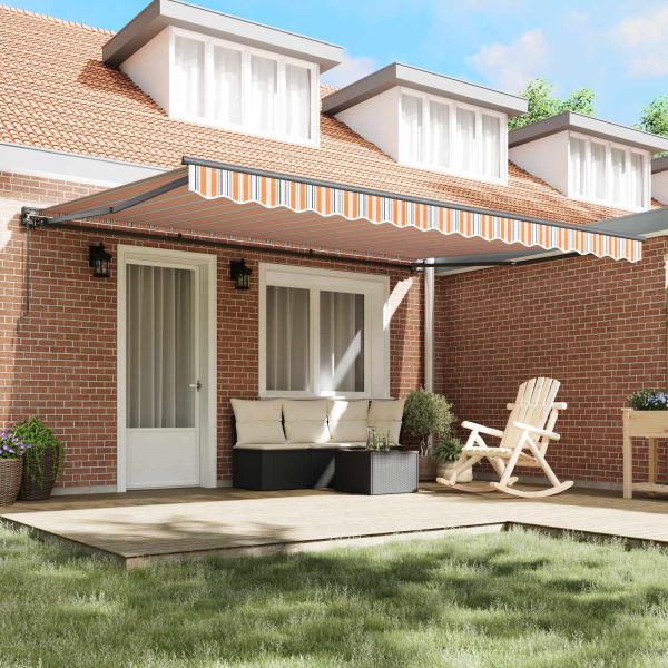 Сгъваем навес Син и Оранжев 450 × 300 cm Алуминий и Тъкан