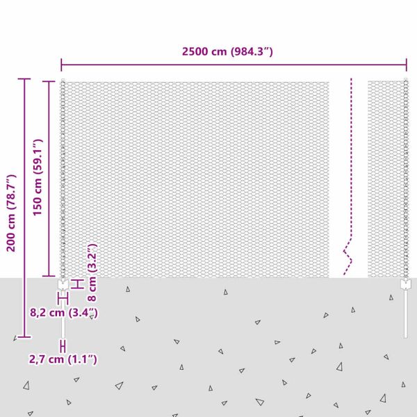 Ограда с пост Сив 1,5 x 25 m Стомана