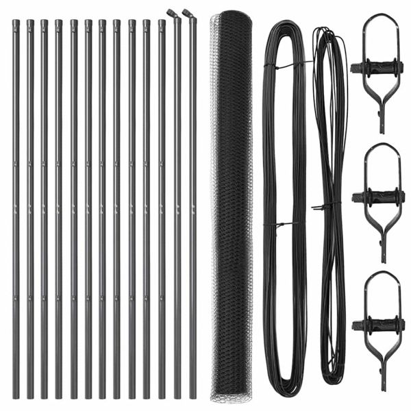 Стълб за ограда. Сив 25 x 1,5 м (25 мм мрежа) Стомана