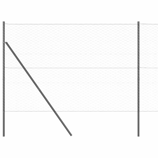 Стълб за ограда. Сив 25 x 1,5 м (50 мм мрежа) Стомана