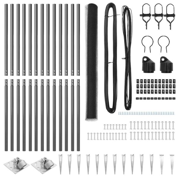 Стълб за ограда. Сив 25 x 1,5 м (25 мм мрежа) Стомана