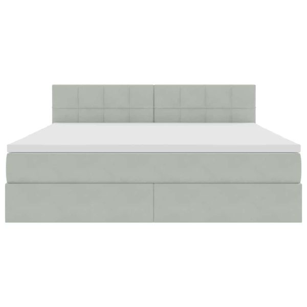 Легло с място за съхранение и LED с LED Светлосиво 160 x 200 cm