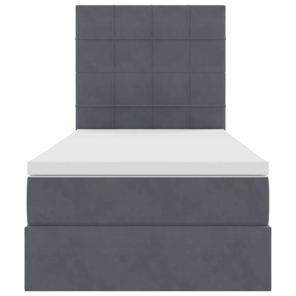 Легло с място за съхранение и матрак Тъмен сив 90 x 190 cm