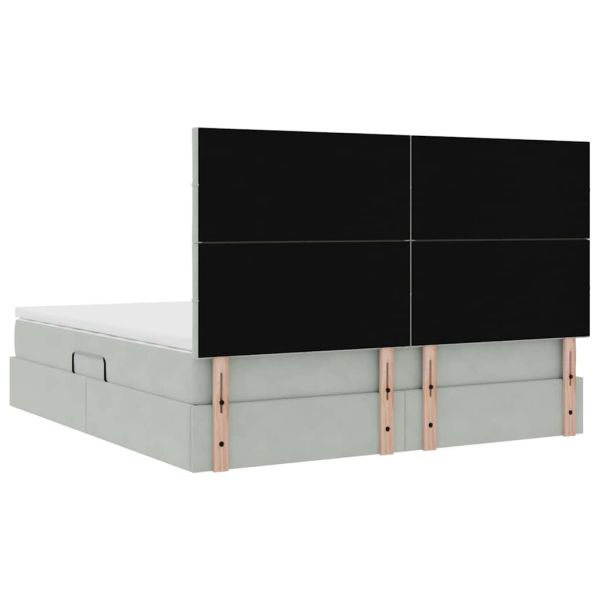 Легло с място за съхранение и LED с LED Светлосиво 160 x 200 cm