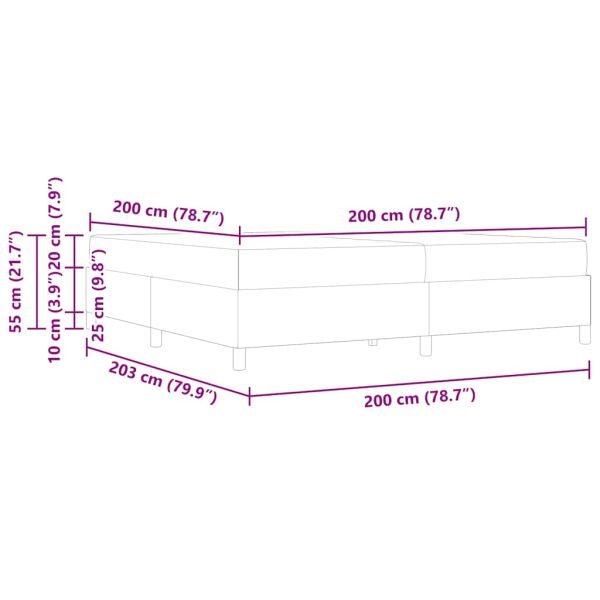 Рамка за легло с матрак Тъмен сив 200 x 200 cm текстил